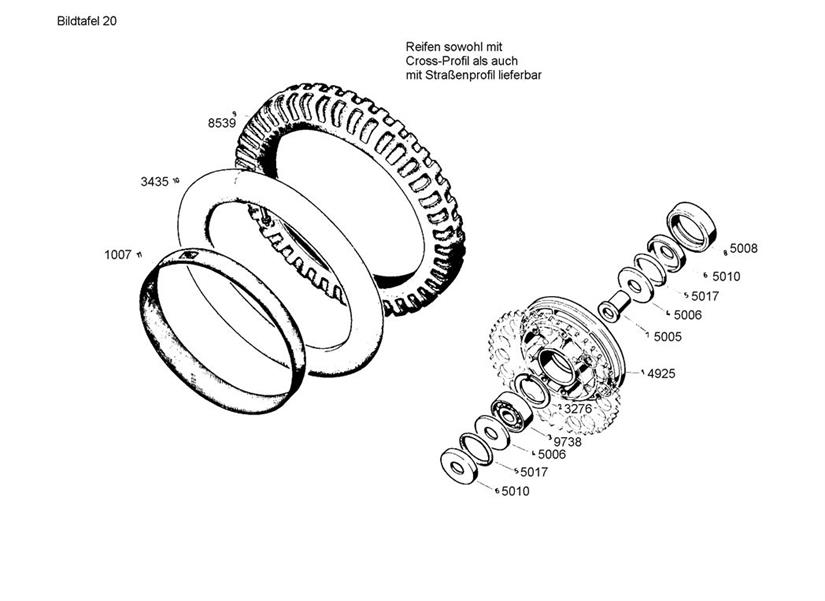 Reifen Kettenradantrieb Tafel 20