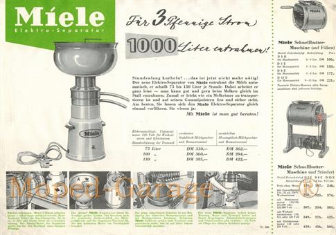 Miele Milch Separator original Din A4 Werbung Reklame Blatt entrahmen 