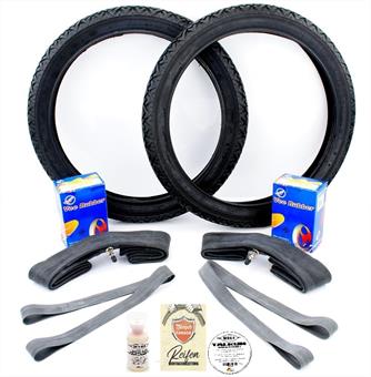 Hercules Hobby Rider HR 2 Moped Vee Rubber Reifen + Schlauch Satz 2 1/4 x 16 Zoll 9 teilig 