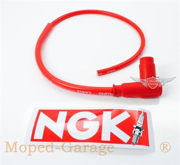 Mofa Moped Mokick NGK Racing Silikon Zündkabel + Stecker komplett 56cm 