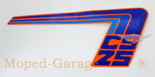 Zündapp CS 25 Mofa Seitendeckel Aufkleber Blau Orange Rechts Original 448 