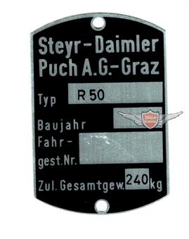 Puch R 50 Roller Rahmen Typenschild Typ Schild Original 