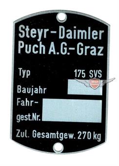 Puch 175 SVS Motorrad Rahmen Typenschild Typ Schild Original 