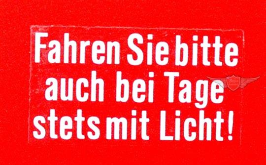 Zündapp CS CX Hai ZL ZS ZX ZE ZB MOGA Cockpit Original Aufkleber Fahren mit Licht Germany 