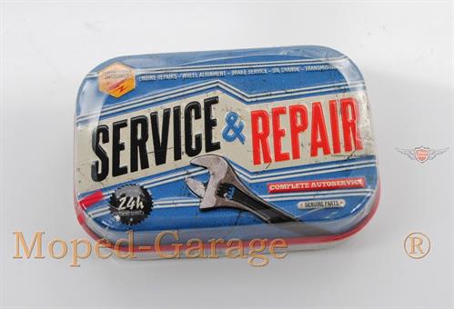 Mofa Moped Roller Motorrad " Service Repair " Blech Pillendose Werkstatt Büro 