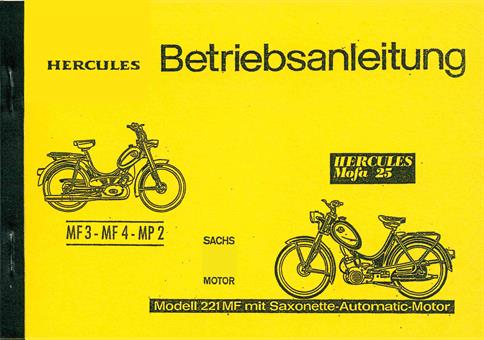 Hercules MF 3 4 MP 2 Mofa 25 Modell 221 MF Bedienungsanleitung Daten Technik Neu 