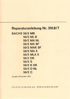 Sachs 50 /2  2 Gang Modell  Motor Reparatur Anleitung Daten Zeichnung 