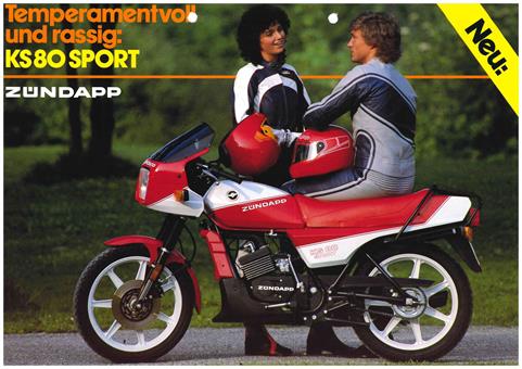 Zündapp "Temperamentvoll und rassig: KS80 SPORT" original Prospekt A4 