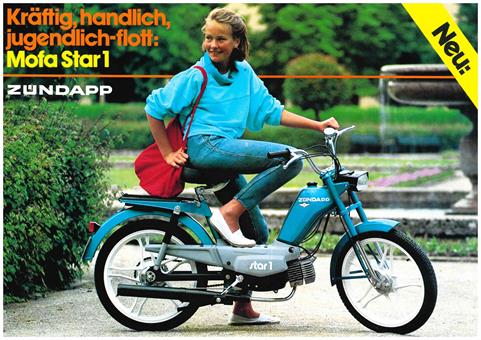 Zündapp "Kräftig, handlich, jugendlich-flott: Mofa Star 1" original Prospekt A4 