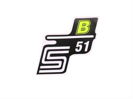 Schriftzug S51 B Folie / Aufkleber neongelb für Simson S51 