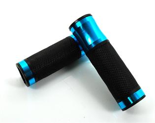 Mofa Moped Roller Alu CNC Griffe Blau Gas / Festgriff 