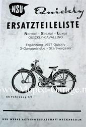 NSU Quickly N S L  Cavallino Ersatzteil Liste 