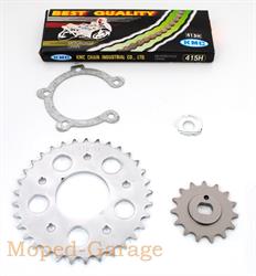 Kreidler Florett LF LH RMC KMC Tuning Kettensatz 15 Ritzel 36 Kettenrad ISO 