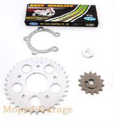 Kreidler Florett Eiertank KMC Kettensatz 14 Ritzel 36 Kettenrad ISO Kette 