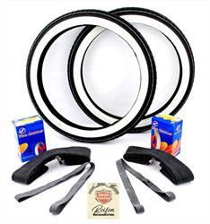 Simson Mokick Moped 2 3/4 x 17 Zoll Weisswand Reifen Schlauch Band Satz 7 teilig 