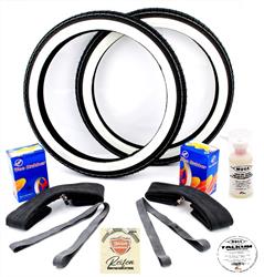 Piaggio Vespa Bravo Ciao PX Weisswand Reifen Schlauch Band Satz 2 1/4 x 16 Zoll 9 teilig 