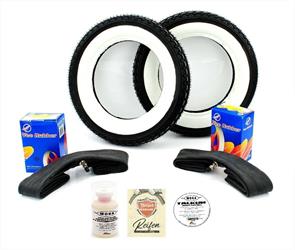 Solo 725 726 Banane 3,00  x 10 Zoll Kenda Weisswand Reifen Satz + Schläuche 7 tlg. 