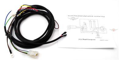 Hercules Prima 5S Cockpit Mofa Moped Kabelbaum 6 Volt 19/10 Watt mit Anschluss Plan 