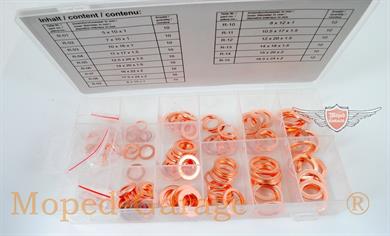 Mofa Moped Mokick Roller Kupfer Dichtung Ring Dichtring Sortiment Kasten 150 tlg 