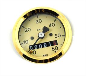 Simson Schwalbe SR Moped Mokick Tacho 48mm Creme Messing 