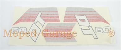 Yamaha DT 50 Mokick Tank Aufkleber Tankaufkleber Satz Grau  Rot 