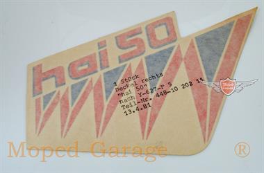 Zündapp Hai 50 Moped Seitendeckel Aufkleber Blau Rot Rechts Original 