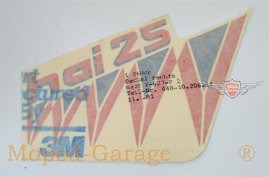 Zündapp Hai 25 Mofa Seitendeckel Aufkleber Blau Rot Rechts Original 