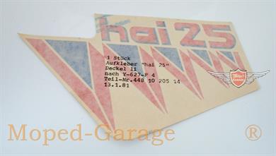 Zündapp Hai 25 Mofa Seitendeckel Aufkleber Blau Rot Links Original 