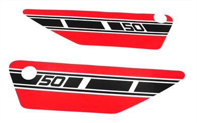 Yamaha FS 1 RD 50 Mokick Seitendeckel Aufkleber Satz Rot Weiß 