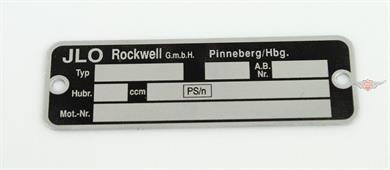 JLO Ilo Motor Typ Schild Typen Typenschild Mofa Moped Mokick 50er 60er 