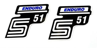 Simson S 51 Enduro Seitendeckel Aufkleber Satz Blau 