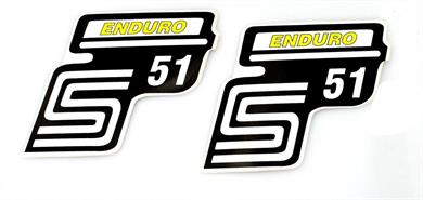 Simson S 51 Enduro Seitendeckel Aufkleber Satz Gelb 