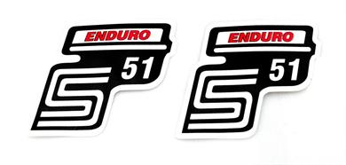 Simson S 51 Enduro Seitendeckel Aufkleber Satz Rot 