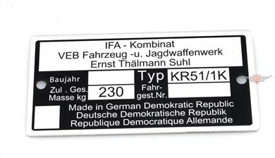 Simson Schwalbe KR 51 / 1K Rahmen Typ Schild 