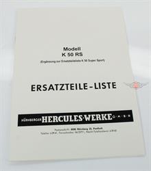 Hercules K 50 RS Ergänzung Ausgabe Ersatzteil Liste Teile Katalog Auspuff Naben 
