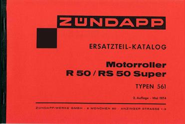 Zündapp R 50 RS 50 Roller  Ersatzteil Liste Teile Katalog 