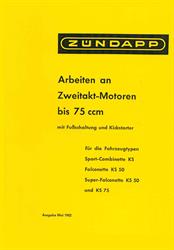 Zündapp Sport Combinette Falconette KS 50 75 Motor Reparatur Anleitung Daten Zeichnung 