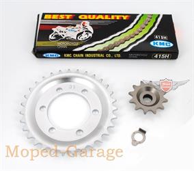 Zündapp R 50 Roller 3 Gang KMC ISO 9001 Kettensatz 12 Ritzel 31 Kettenrad Kette 