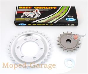 Zündapp R 50 Roller 4 Gang KMC ISO 9001 Kettensatz 17 Ritzel 31 Kettenrad Kette 