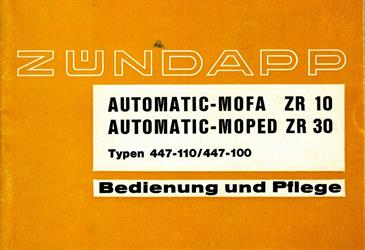 Zündapp ZR 10 30 original Betriebs Anleitung Bedienung und Pflege 