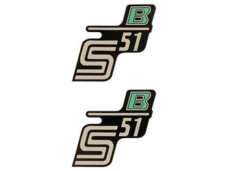 Schriftzug S51 B Folie / Aufkleber schwarz-hellgrün 2 Stück für Simson S51 