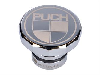 Tankdeckel 66Heroes Aluminium Chrom mit Puch-Logo für Puch Maxi S, N 