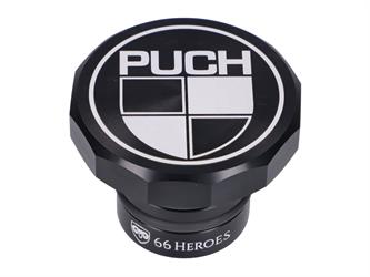 Tankdeckel 66Heroes Aluminium schwarz mit Puch-Logo für Puch Maxi S, N 